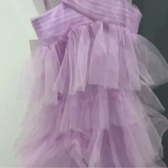 NWT Mac Duggal Maxi Dress 50670 Lavender Lilac Ruffle Tiered Tulle Cutout sz 12 - Picture 6 of 8